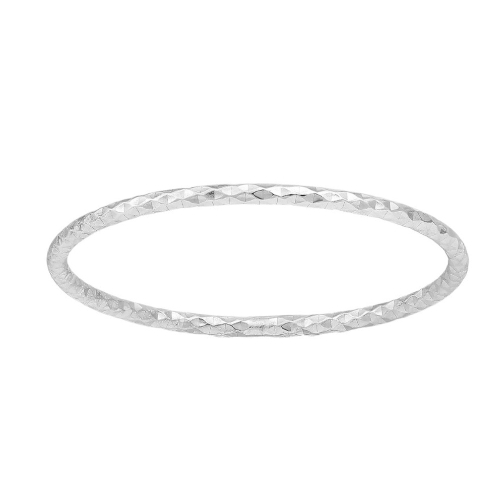 Sterling Silver Faceted Ring – Size 7, 1mm Width